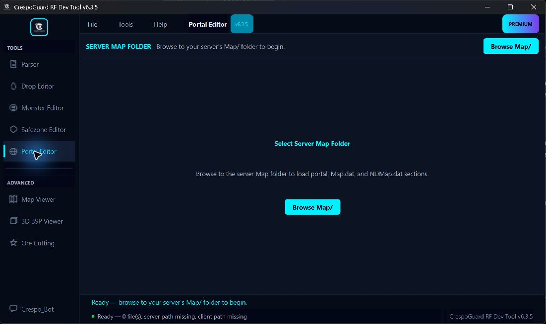 Portal Editor in 6.3.5 showing Browse Map for the server Map folder